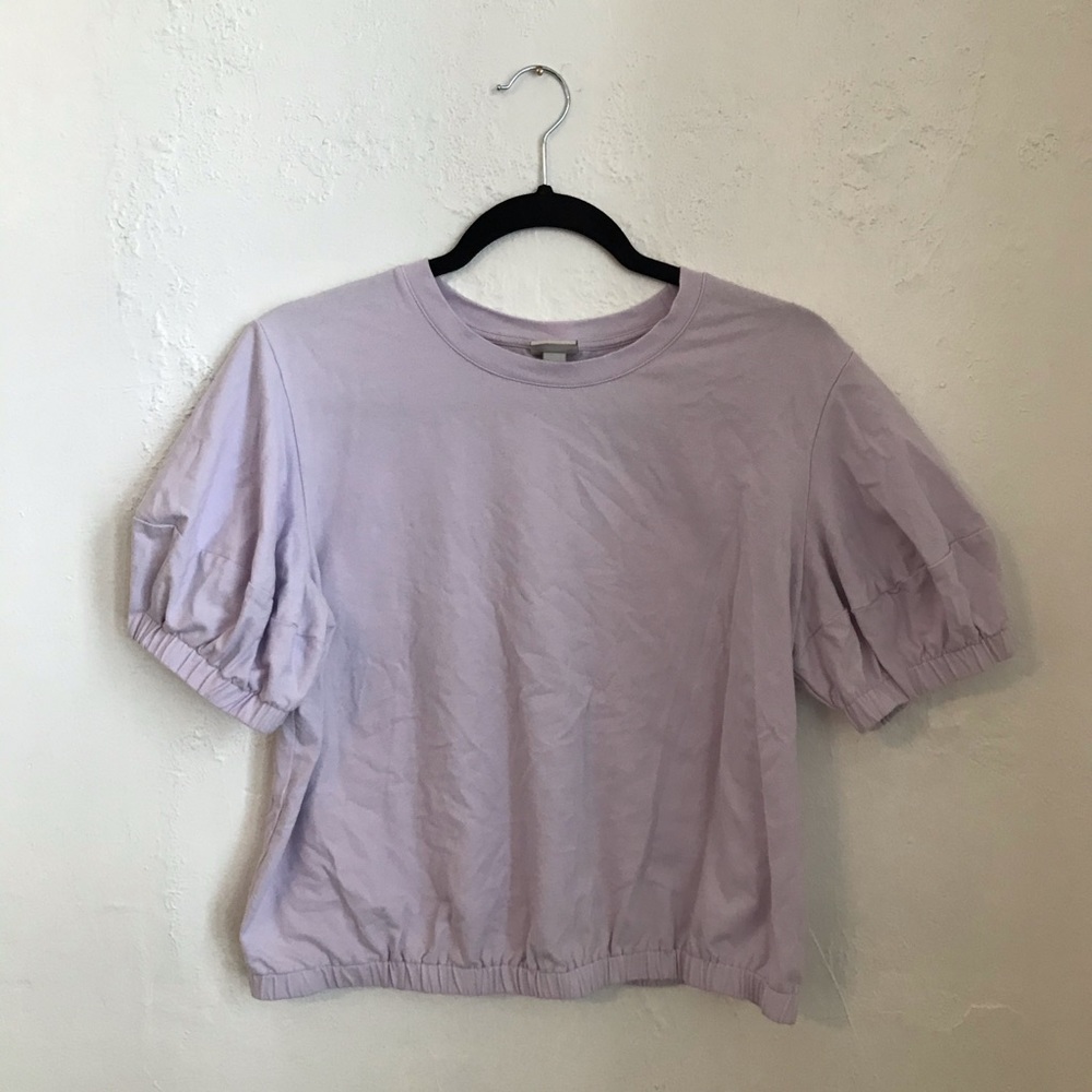 Lilac Crop top with Puffed Sleeve